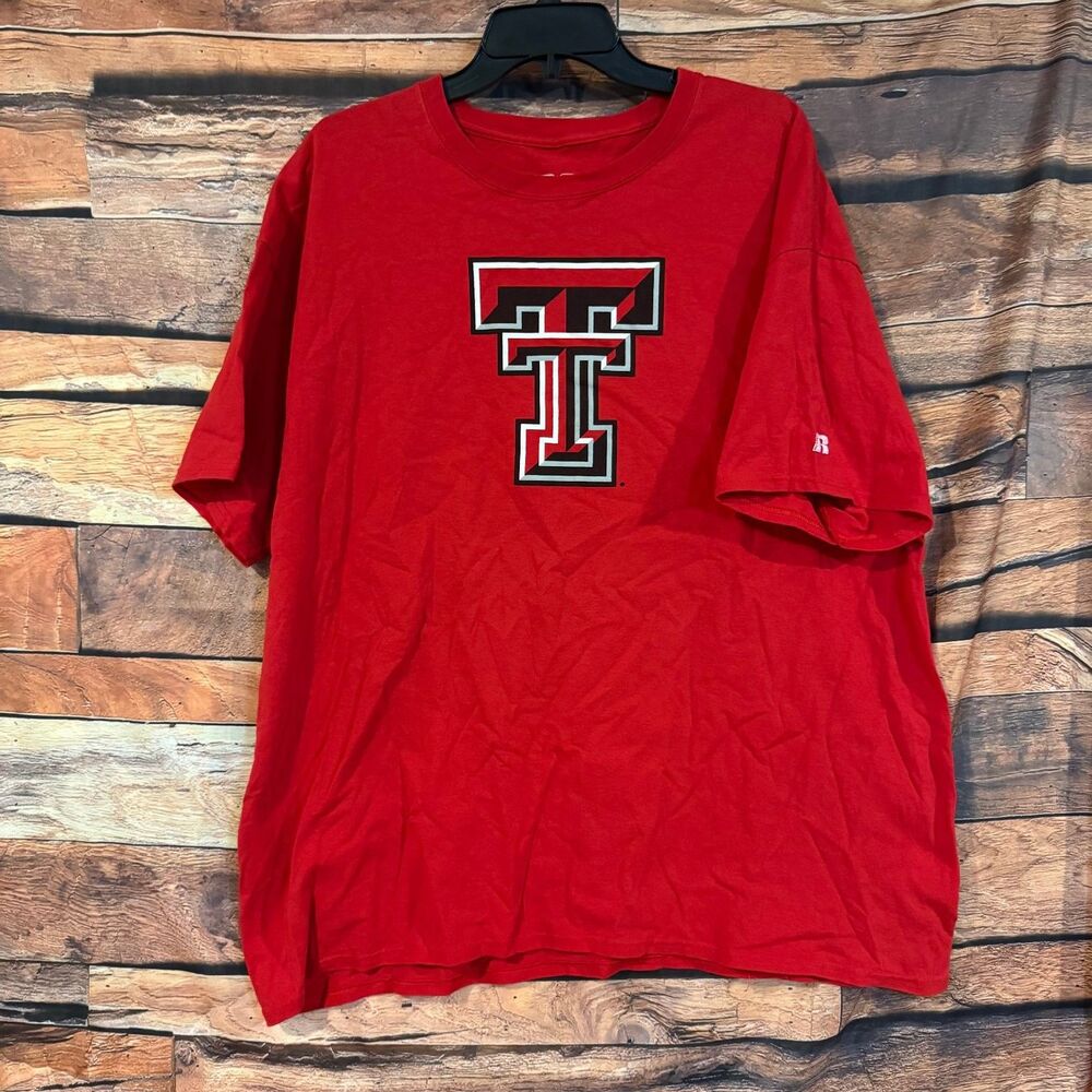 Russell Men's Red T-Shirt 2XL Texas Tech Red Raiders Graphic Tee Cotton Blend